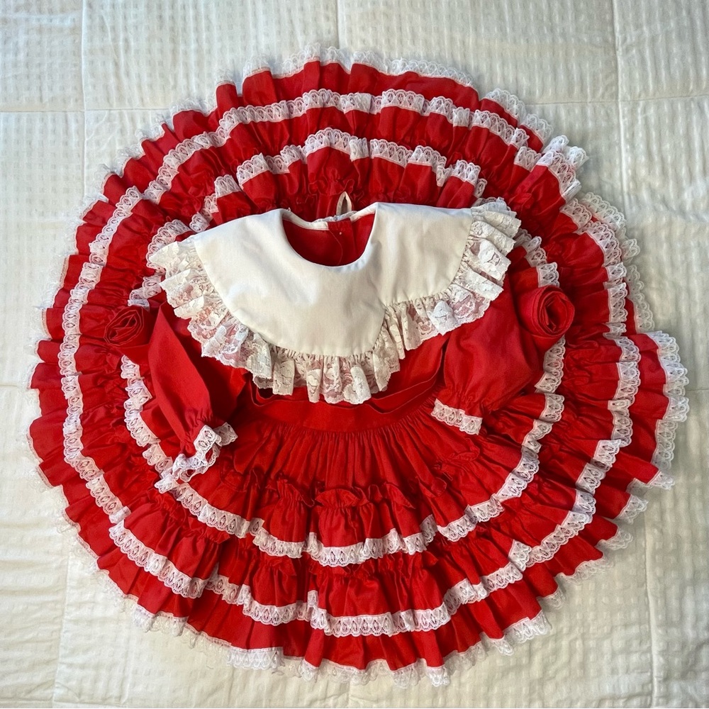 Kids Avenue Full Circle Pageant Party Dress Tiered Ruffle Lace VTG USA Size 2 - Picture 10 of 16